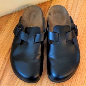 Birkenstock Boston Clogs Black Leather 39 8
